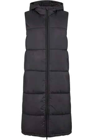 Urban classics Chaleco de - Ladies Long Hooded Puffer Vest - XS M - para Mujer