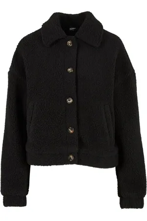 Urban classics Chaqueta entre-tiempo de - Ladies Short Sherpa Button Jacket - L 3XL - para Mujer