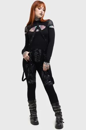 Killstar Pantalones de tela Gótico de - Baphster Jeans - XS 4XL - para Mujer