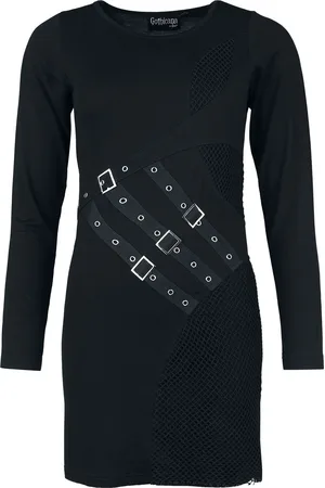 Gothicana Vestido Corto Gótico de - Dress With Belts And Buckles - S XL - para Mujer