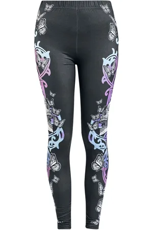 Full Volume Leggins de - Leggings With Skull And Butterfly Print - S XL - para Mujer