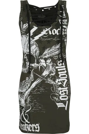 Rock Rebel Vestido Corto de - Vestido de ojales y parches - S XXL - para Mujer
