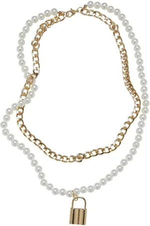 Urban classics Collar de - Padlock Pearl Layering Necklace - para Mujer