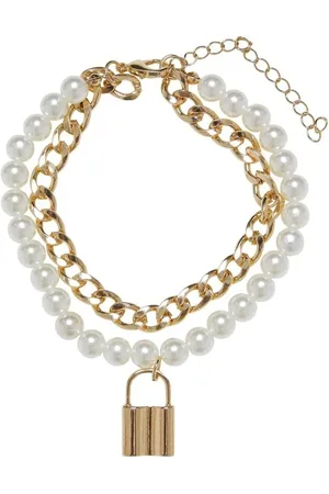 Urban classics Pulsera de - Padlock Pearl Layering Bracelet - para Mujer