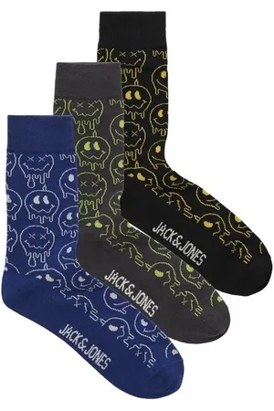 JACK & JONES Calcetines de - JACMELTED SMILE SOCKS 3 PACK LN - Standard - para Hombre