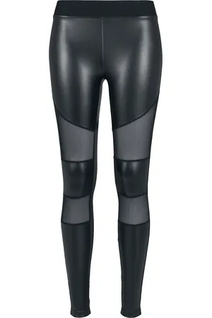Urban classics Leggins de - Ladies Tech Mesh Faux Leather - XS XL - para Mujer