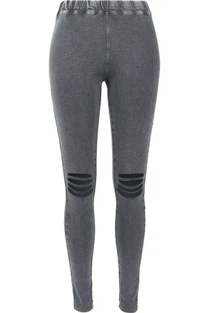 Urban classics Leggins de - Leggings Mujer con Cortes en Rodillas - XS XL - para Mujer