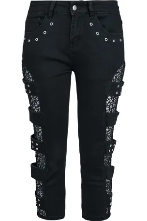 Gothicana Pantalones cortos Gótico de - Capri Shorts With Mesh Details - 28 31 - para Mujer