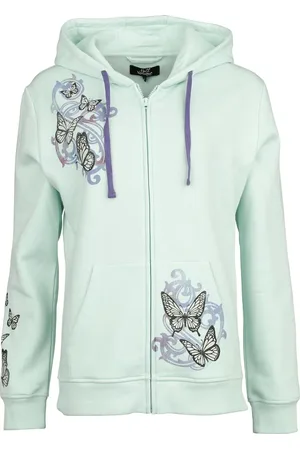 Full Volume Capucha con cremallera de - Butterflies and skulls - S XXL - para Mujer