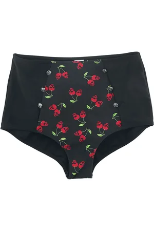 Rock Rebel Braguita de Bikini de - Braga negra de bikini con estampado Rockabilly y botones - S XXL - para Mujer