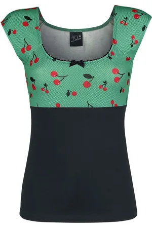 Pussy Deluxe Camiseta Rockabilly de - Cat Cherries Camiseta Básica - XS XL - para Mujer