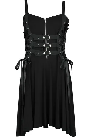 Gothicana Vestidos de longitud media Gótico de - Short Dress With Lacing and Straps - S XXL - para Mujer
