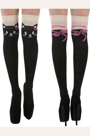 Pamela Mann Calcetines hasta Rodilla de - Cat Over The Knee Socks with Tail - Standard - para Mujer