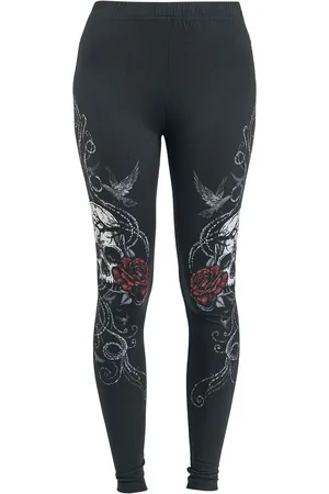 EMP Leggins de - Leggings With Skull And Roses Print - S XXL - para Mujer