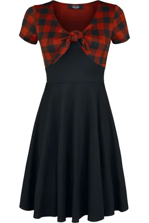 Rock Rebel Vestido Corto Rockabilly de - Rock Rebel Vestido a cuadros con nudo delantero - S XXL - para Mujer