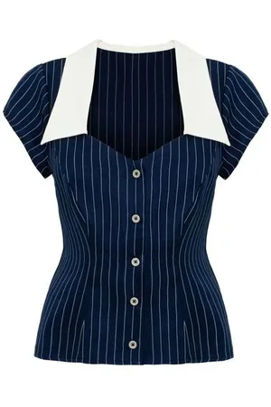 Hell Bunny Blusa Rockabilly de - Costello Blouse - XS L - para Mujer