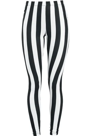 Gothicana Leggins Gótico de - Black/White Striped Leggings - S 5XL - para Mujer