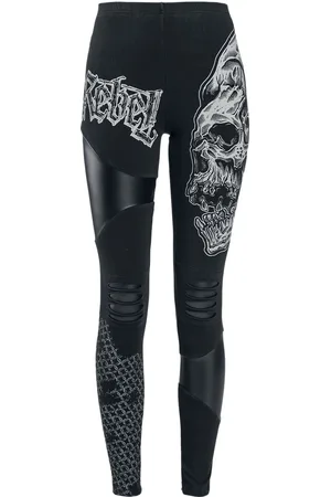 Rock Rebel Leggins de - Rock-Style Leggings estampados, con cortes e insertos de piel artificial - S 5XL - para Mujer