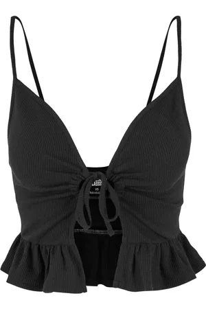 Urban classics Top de - Ladies Waffle Pique Ruffle Top - XS 4XL - para Mujer