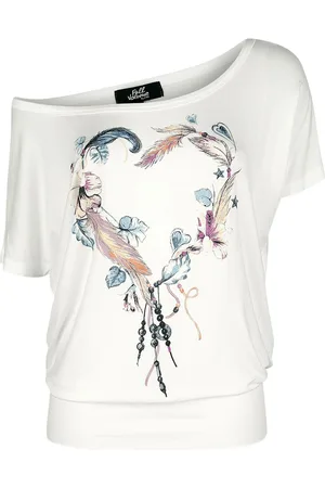 Full Volume Camiseta de - Camiseta blanca con cuello redondo y estampado - S XXL - para Mujer