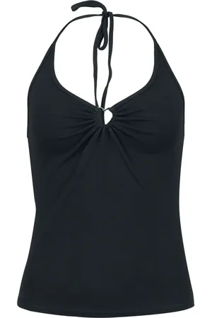 Hell Bunny Top atado al cuello Gótico de - Cheryl Top - XS L - para Mujer