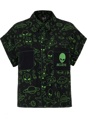 Hell Bunny Blusa Rockabilly de - Mulder Shirt - XS M - para Mujer