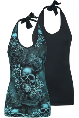 EMP Top atado al cuello de - Pack doble de Tops Halterneck - S 3XL - para Mujer