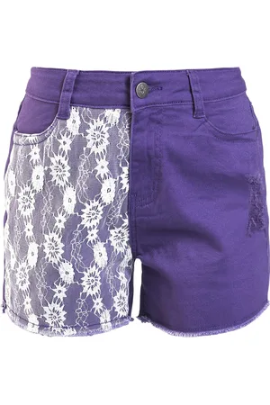 Gothicana Pantalones cortos Gótico de - Shorts con borde de encaje - 26 29 - para Mujer