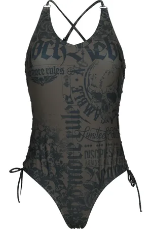 Rock Rebel Bañador de - Skulls and lacing - S XXL - para Mujer
