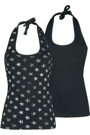 EMP Top atado al cuello de - Pack doble de Tops Halterneck - S 3XL - para Mujer