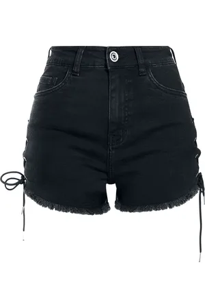 Urban classics Pantalones cortos de - Ladies Highwaist Denim Lace Up Short - 26 34 - para Mujer