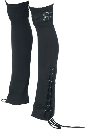 Gothicana Calcetines hasta Rodilla Gótico de - Calienta piernas con cordones y hebillas - S-M XXL-3XL - para Mujer
