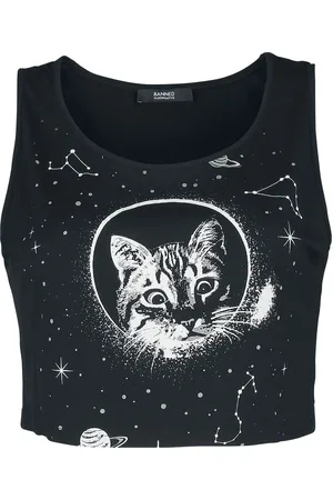 Banned Alternative Top Gótico de - Space Kitty Cropped Top - XS XXL - para Mujer