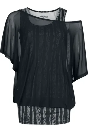 Gothicana Camiseta Gótico de - Double Pack T-Shirt and Top - S XXL - para Mujer