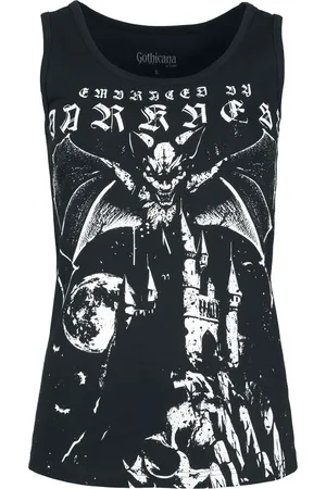 Gothicana Top Gótico de - Bat Design - S XXL - para Mujer