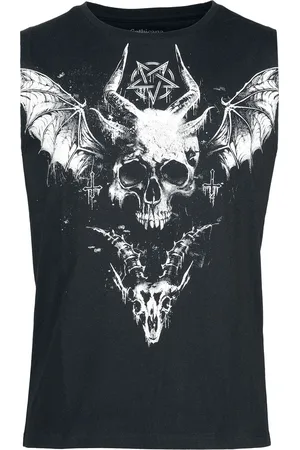 Gothicana Top tirante ancho Gótico de - Chaleco con Calavera delantera y malla - S XXL - para Hombre