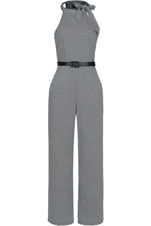 Voodoo Vixen Mono Rockabilly de - Tie Collar High Neck Knit Jumpsuit - XS XXL - para Mujer