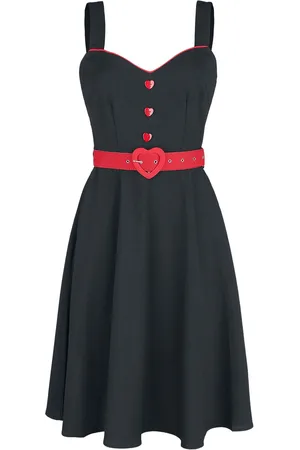 Voodoo Vixen Vestidos de longitud media Rockabilly de - Queen Heart Button Flare - XS 4XL - para Mujer