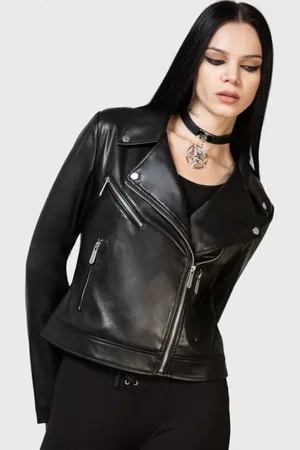Killstar Chaqueta imitación cuero Gótico de - Night Wrath Biker Jacket - XS XL - para Mujer