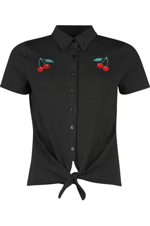 Pussy Deluxe Blusa Rockabilly de - Classic Black Short Blouse - XS XXL - para Mujer