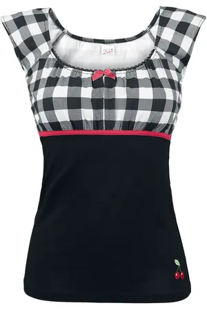 Pussy Deluxe Camiseta Rockabilly de - Camiseta Tartan Evie - XS XL - para Mujer