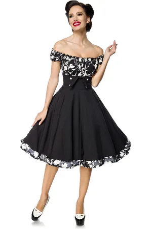 Belsira Vestidos de longitud media Rockabilly de - Off-The-Shoulder Swing Dress - M 4XL - para Mujer