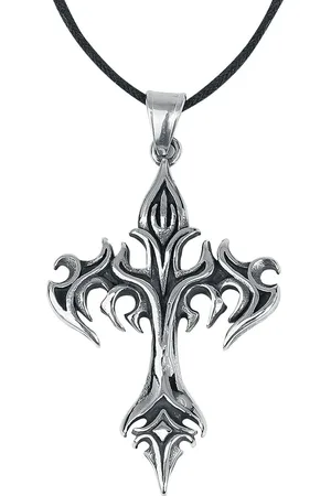 etNox hard and heavy Collar Gótico de - Flammen-Kreuz - para