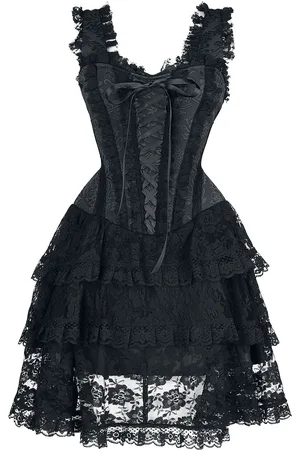 Gothicana Vestido Corto Gótico de - Vestido corto corsé con encaje - S XXL - para Mujer