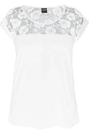 Urban classics Camiseta de - Top Encaje Mujer - XS L - para Mujer