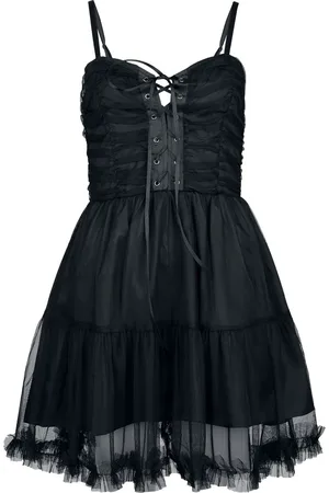 Gothicana Vestido Corto Gótico de - Vestido de malla con encaje - S XXL - para Mujer