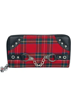 Banned Alternative Cartera Gótico de - Cartera de Tartan Roja - para Mujer