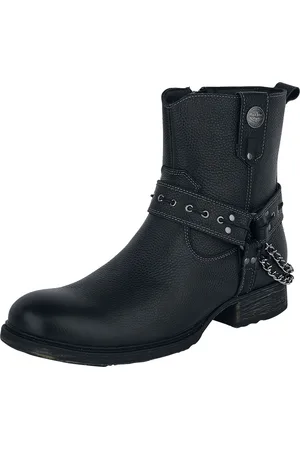 Rock Rebel Botas Moteras de - Botas biker negras con correas y cadenas - EU45 - para Hombre
