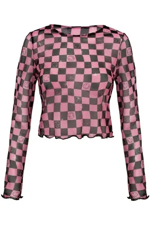 Hell Bunny Camiseta Manga Larga de - x Smiley Originals Distortion Top - XS 4XL - para Mujer