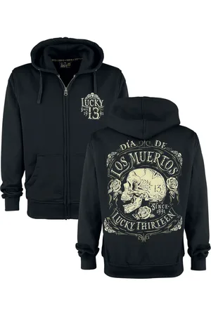 Lucky 13 Capucha con cremallera Rockabilly de - Dead Skull - S XXL - para Hombre